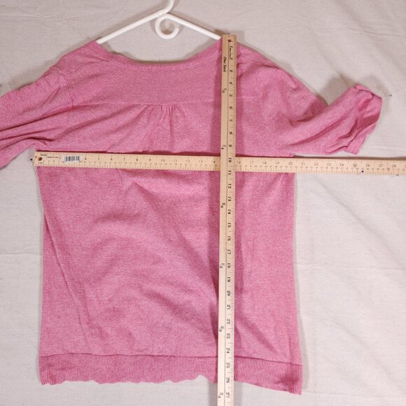 Croft & Barrow Womens Cardigan Sweater L Heather Pink Open Front Layering Preppy - Picture 4 of 16